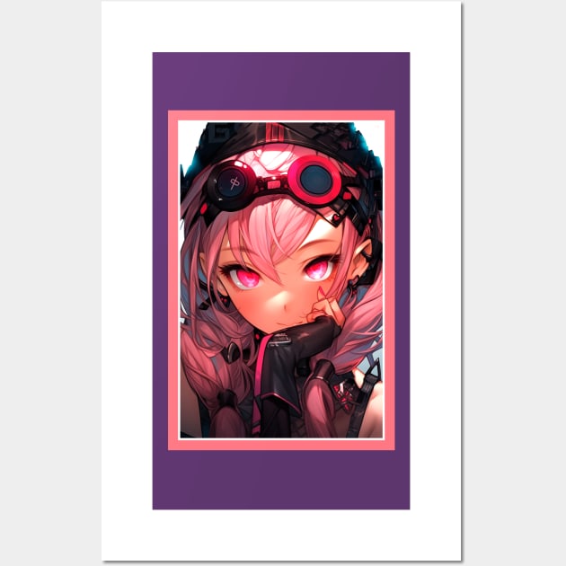 Aesthetic Anime Girl Rosa Pink Black | Quality Aesthetic Anime Design | Premium Chibi Manga Anime Art Wall Art by AlNoah